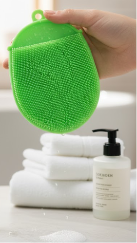 Love Skin Sillicone Material Bath Brush, Green